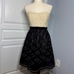 Anthropolgie Meadow Rue Battenburg & Organdy Strapless Mini Dress - Sz 6
